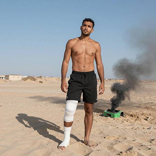 Desert Beach Scene with Tanned Man