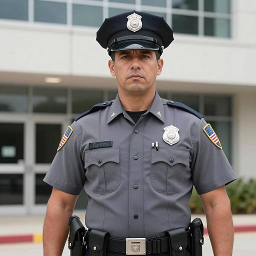 Serious Male Police Officer in Uniform