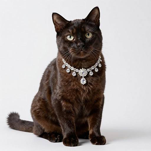 Chausie Cat with Diamond Necklace