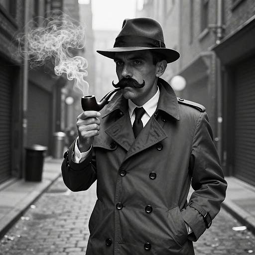 Noir Detective with Rectangle Mustache