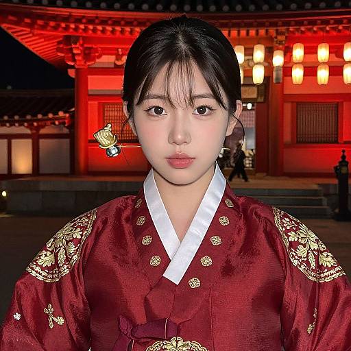 Elegant Korean Woman in Traditional Hanbok