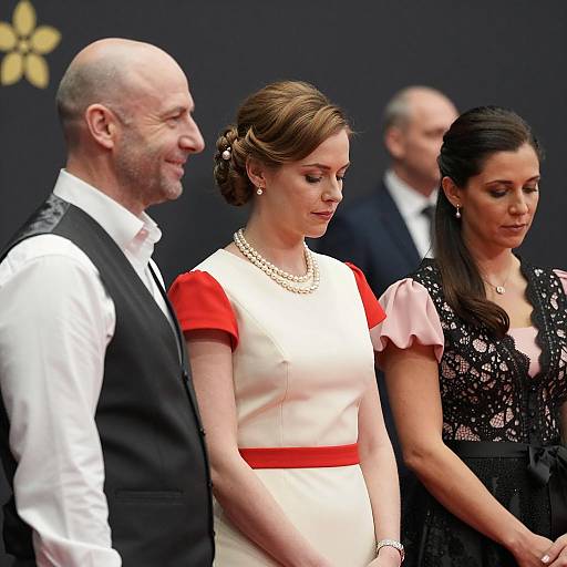 Three People in Formal Attire Indoors