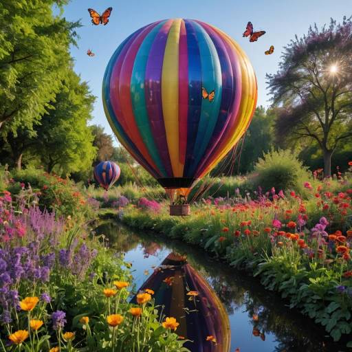 Whimsical Garden with Hot Air Balloon Whimsical Garden with Hot Air Balloon