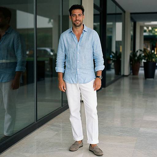 Stylish Man in Linen and Pastels