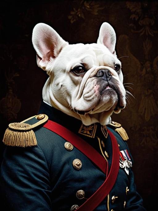 Bulldog in Vintage Military Uniform