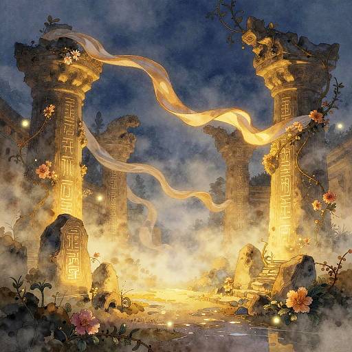 Mystical Twilight Ancient Ruins