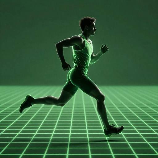 Dynamic Male Runner in Neon Silhouette