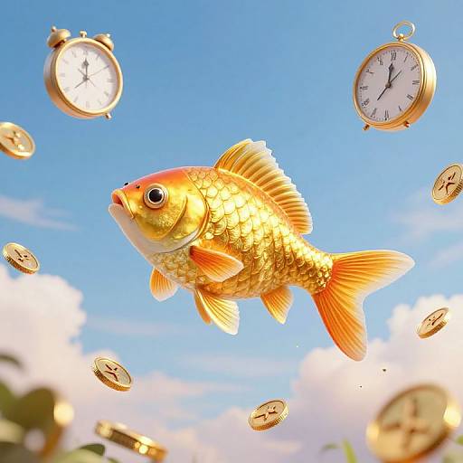 Surreal Golden Fish in Dreamscape