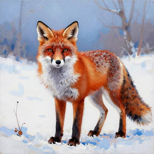 Vibrant Red Fox in Snowy Landscape