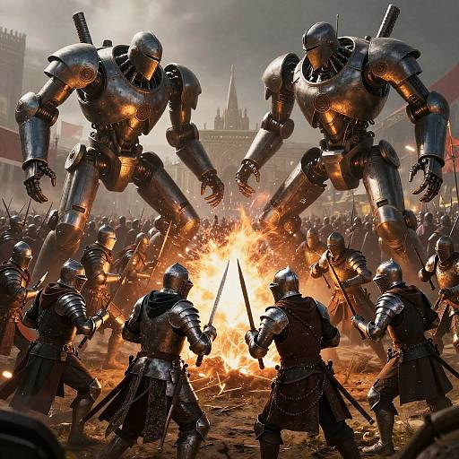 Medieval Knights vs AI Automatons Battle