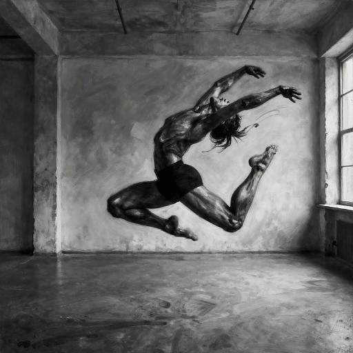 Charcoal Painting of Modern Dancer in Loft