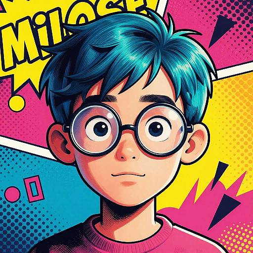 Stylized Cartoon Boy with Large Glasses