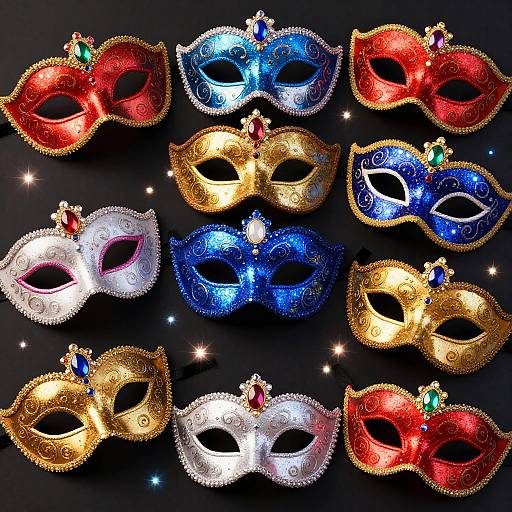 Vibrant Masquerade Masks with Glitter
