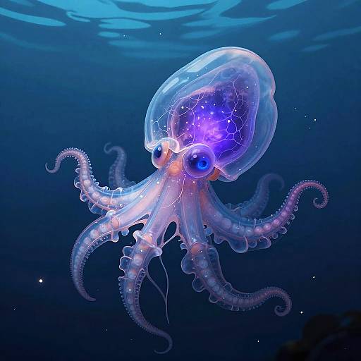 Luminous Cephalopod Neural Illustration