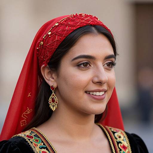 Close-up Andalusian Woman in Red