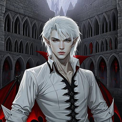 Illustration of Astarion, baldur's gate in the style of Joy ride