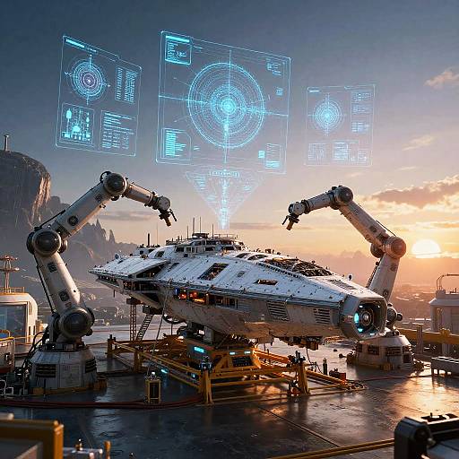 Futuristic AI Spaceship Construction