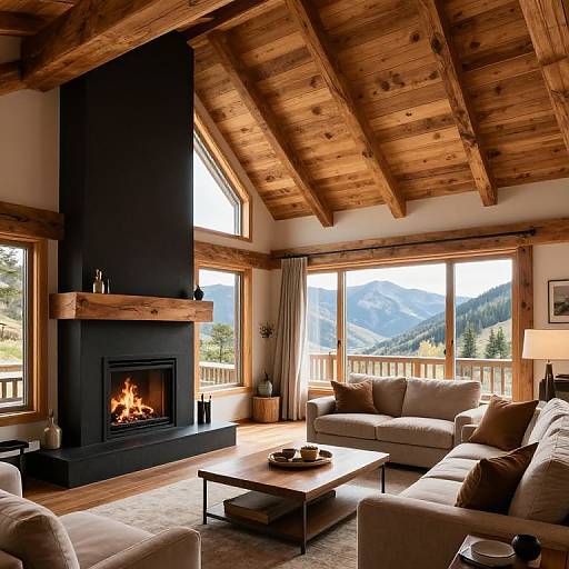 Cozy Rustic Living Room with Mountain View