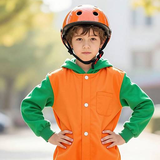 Confident Boy in Vibrant Jumpsuit
