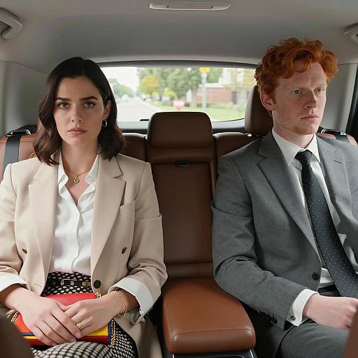 Serious Business Passengers in Car Backseat