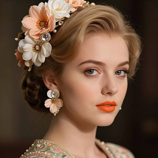 Vintage Floral Portrait with Cinematic Lighting