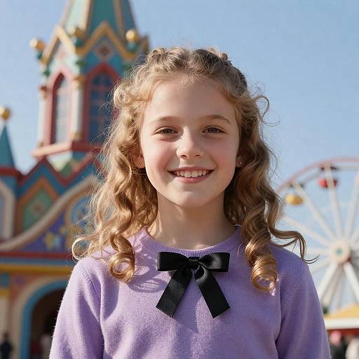 Smiling Girl at Amusement Park