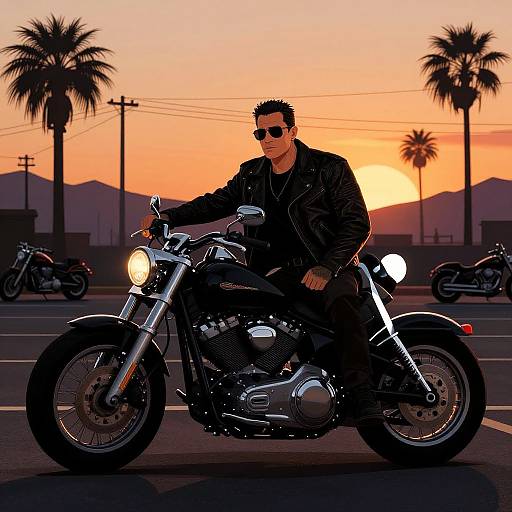 Confident Biker Sunset Portrait