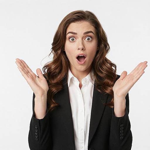 Surprised Woman in Black Blazer