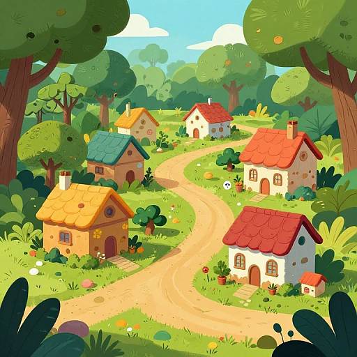 Cartoon Jungle Village Animation