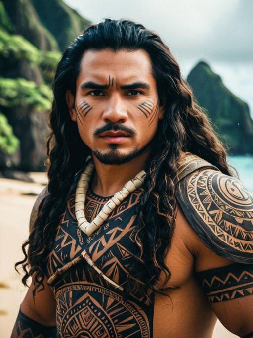 Polynesian Man in Tribal Moana Costume