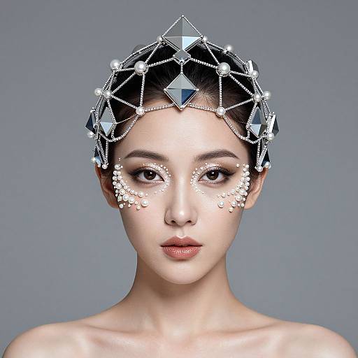Futuristic Woman with Pearl Makeup