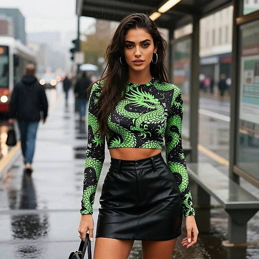 Athletic Woman in Edgy Street Style