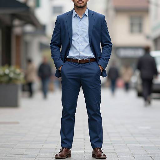 Stylish Man in Blue Casual Suit