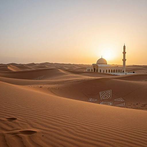 Serene Sunrise Desert with Islamic Architecture