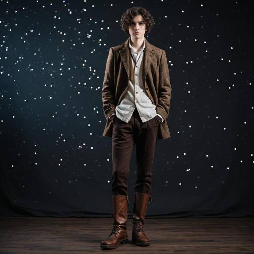 Young man in 1920s tweed outfit cosplay