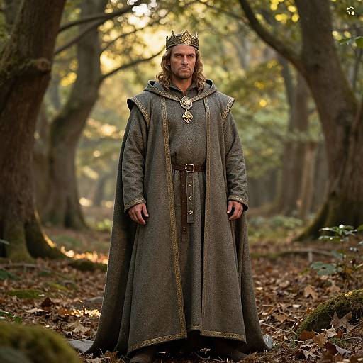 Noble Medieval King in Enchanting Forest