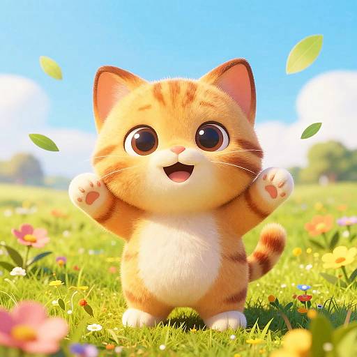 Cheerful 3D Orange Tabby Kitten