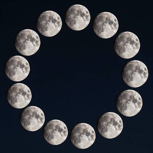 Moon Phases Circle Digital Art