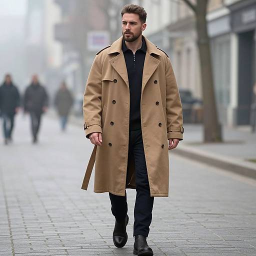 European Man in Oversized Trench Coat