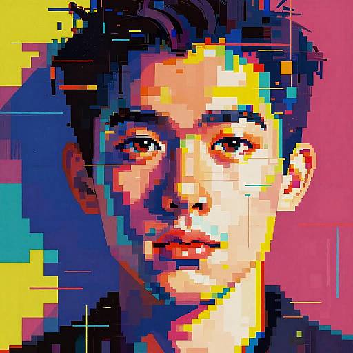 Vibrant Pixelated Abstract Portrait