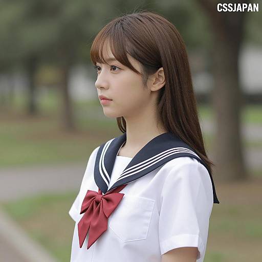 Profile of Asian Woman in School Uniform