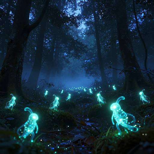 Bioluminescent Forest at Twilight