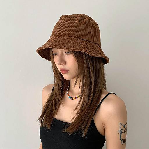 Stylish Young Woman Against White Wall