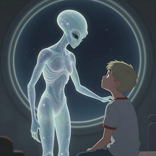 Translucent Alien Meets Young Boy