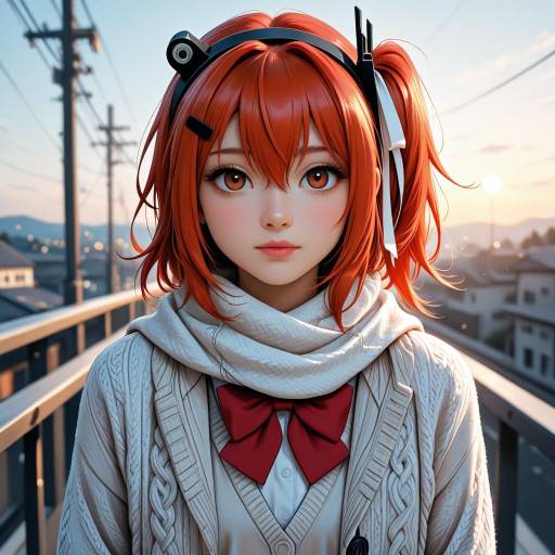 Anime Girl in School Uniform with Scarf