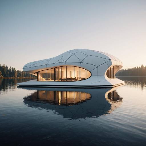 Futuristic Foam-Shaped Floating House on Lake