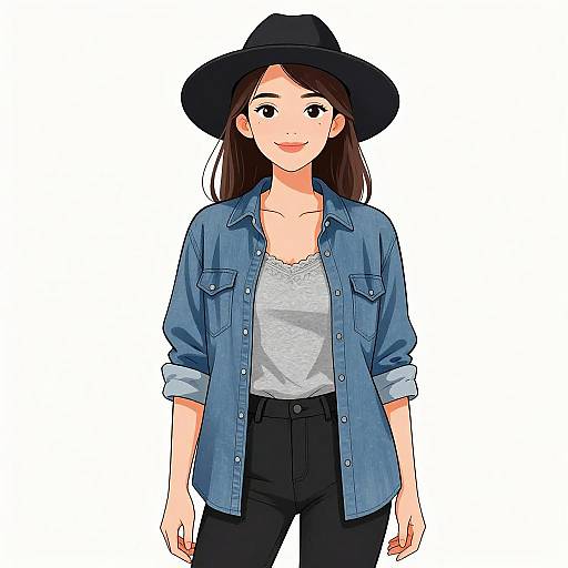 Smiling Woman in Casual Chic Outfit