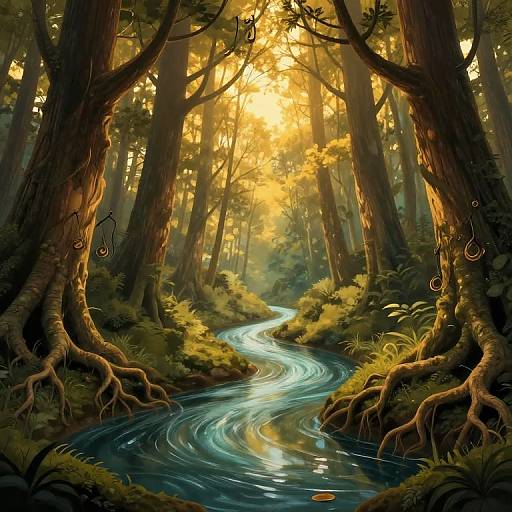 Mystical Forest with Tranquil River
