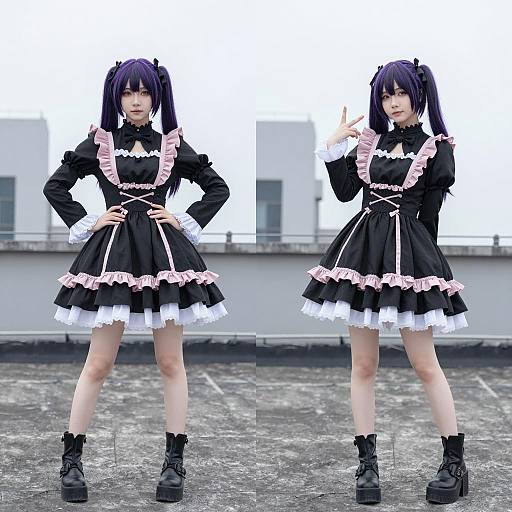 Anime Style Female Cosplayer in Gothic Lolita Dress
