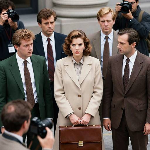 1980s Business Crowd in Urban Scene